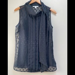 Banana Republic Black Sheer Dot Shirt Blouse Top